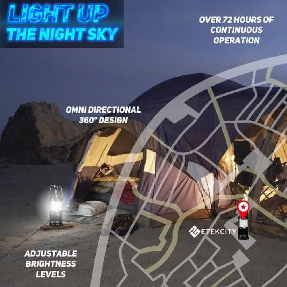 Etekcity 4 Pack Portable LED Camping Lantern with 12 AA Batteries -  Survival Kit for Emergency, Hurricane, Power Outage (Black, Collapsible)  (CL10)