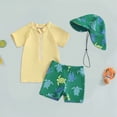 thumbnail image 2 of TOWED22 Toddler Boys Swimsuit Set Rash Guard Boys' Swimwear Two Piece Bathing Suit and Swim Trunk with Hat UPF 50+ 3-8Y Yellow,0-6 M, 2 of 7