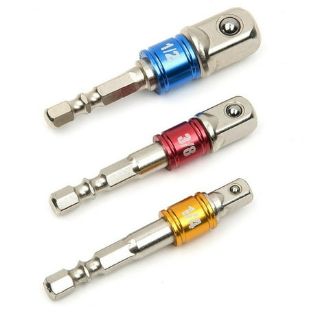 - 3pcs/set Power Screwdriver Driver Socket Bit Adapter Drill Nut Driver 1/4