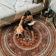 thumbnail image 3 of SIXHOME Boho Round Rugs for Living Room Washable Rugs 5Ft Circle Soft Vintage Moroccan Carpet Geometric Indoor Rug for Bedroom Dining Room Office Foldable Nonslip Round Rug Colorful and Red, 3 of 6