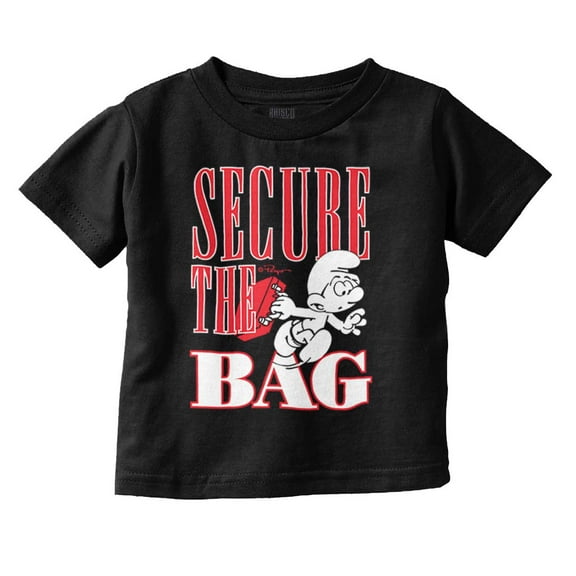 Funny Hustle Smurf Secure The Bag Toddler Boy Girl T Shirt Infant Toddler Brisco Brands 12M