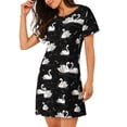 thumbnail image 2 of Daiia Chemise de Nuit Imprimée Cygne et Libellules pour Femmes, Manches Courtes, Robe Douce, 2 of 6