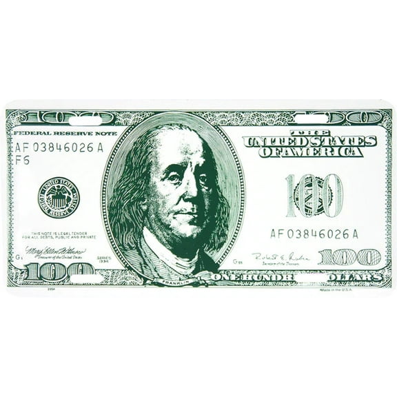 Hangtime 100 Dollar Bill 6x12 License Plate