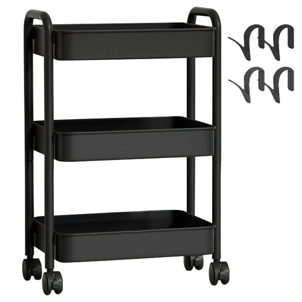 Yeacher Chariot de rangement roulant en métal à 3/4 niveaux avec ...