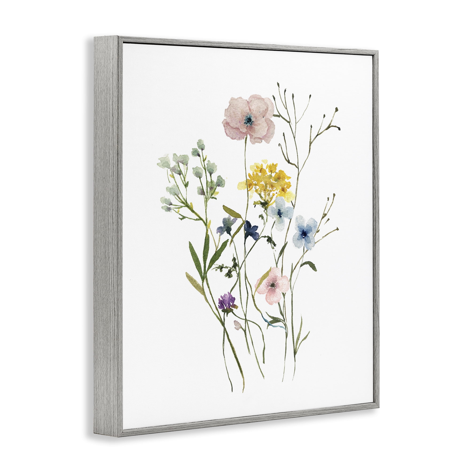 Stupell Industries Wild Country Blooms Botanical & Floral Painting Gray Framed Art Print Wall Art, 11 x 14