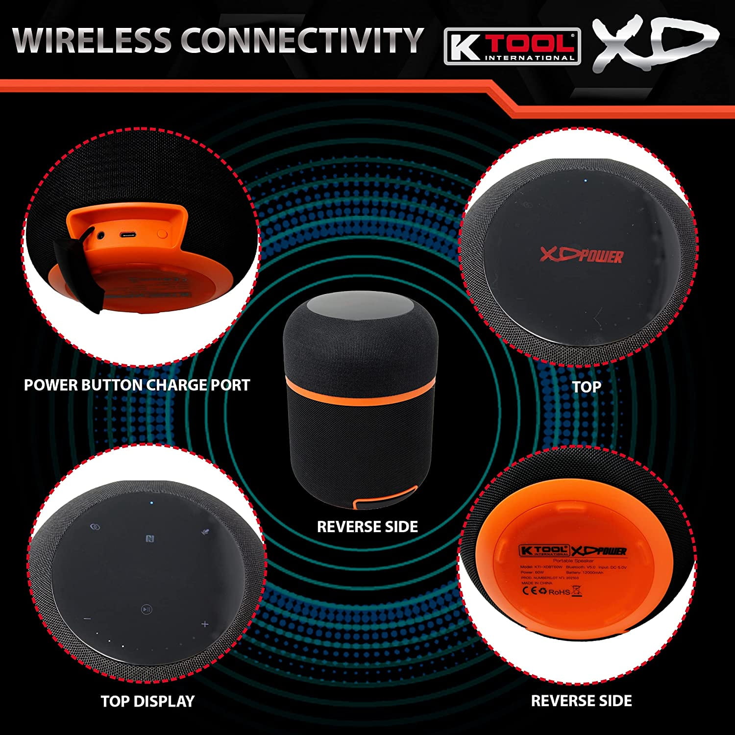 K Tool International CED7130-ISN K-tool Xd Portable Xd Power Wireless  Speaker