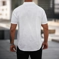 thumbnail image 5 of asjyhkr Mens Cotton Linen Short Sleeve Shirts Casual Loose Fitted Lightweight Comfy V Neck Tshirts, 5 of 9