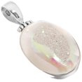 thumbnail image 2 of 925 Silver White Opal Iridescent Titanium Druzy Drusy Sterling Pendant, 1 1/2", 2 of 3
