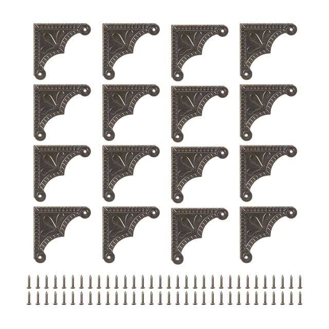 Uxcell 30pcs Vintage Corner Protector 1.5"x1.5"x0.3" for Table Box, Bronze