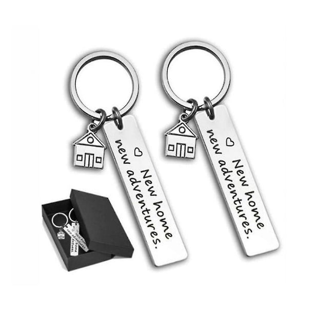 Llavero personalizado para pareja, 2 piezas de llavero de casa nueva, nuevas aventuras, regalo de inauguración de la casa, llavero para nuevo propietario de la casa, regalo de primera casa,