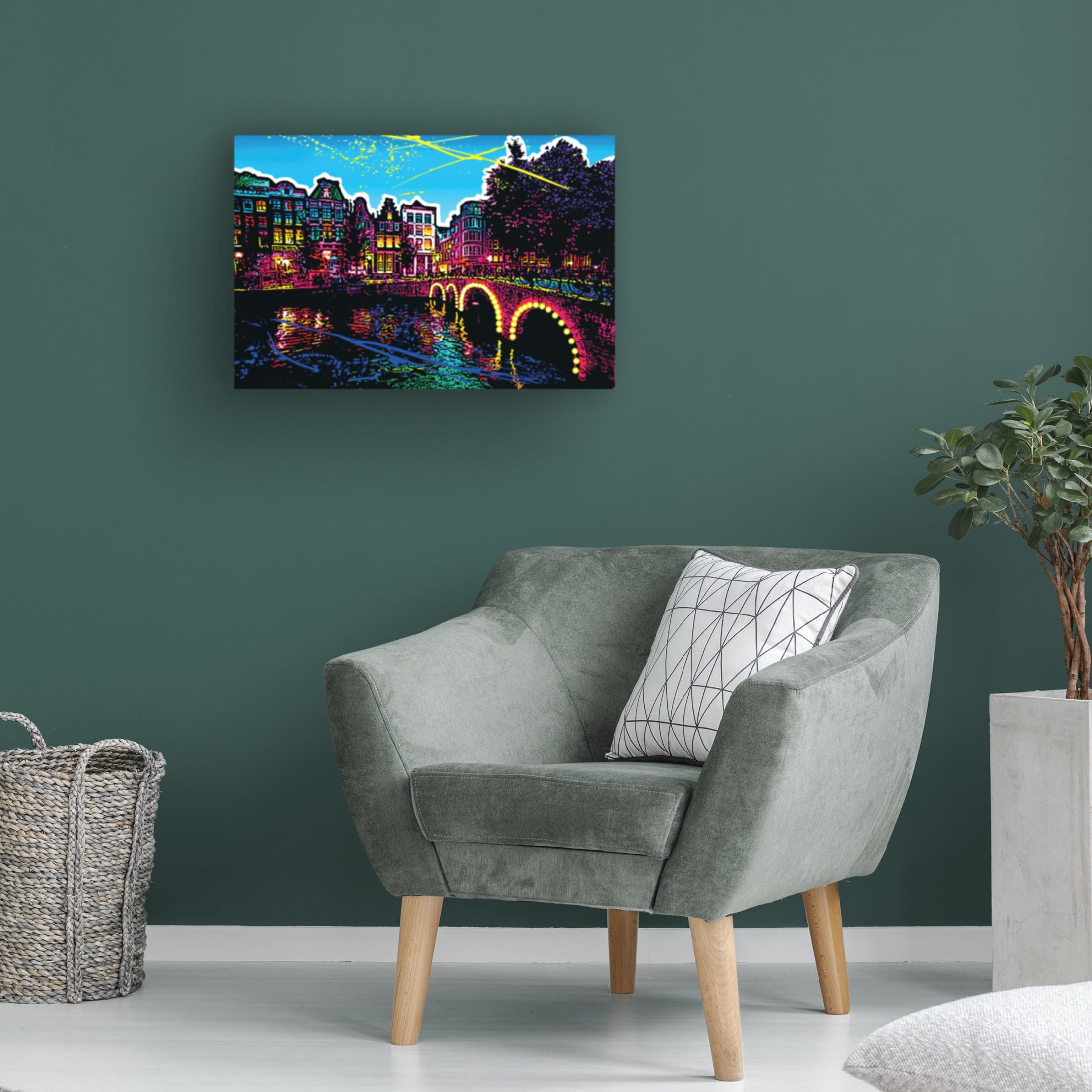 Canvas Wall Art - Ray Heere 'Colorful Cityview Of Amsterdam Herengracht' Wall Art for Living Room, Bedroom, or Office Décor by Trademark Fine Art - 32 x 22 Inches