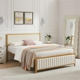 thumbnail image 2 of VECELO Full Size Metal Platform Bed Frame, Modern Upholstered Bed Frame with Velvet Tufted Headboard and Footboard, No Box Spring Needed, Gold & Beige, 2 of 8