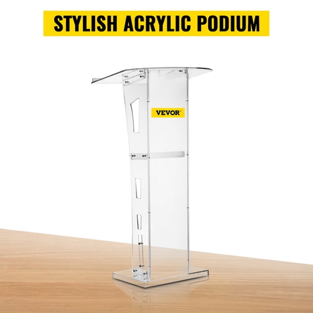 VEVOR Acrílico Podio 47.5" Alto Plexiglás Podio 26.8"x14.3" Mesa Acrílico Púlpitos para Iglesias 8 mm Espesor Acrílico Tablero Acrílico Podios y Atriles Diseño para Conferencia Recital Discurso