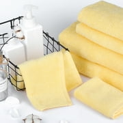 SEMAXE 4 Piece Hand Towel Set. 600GSM Long-Staple Purcotton Towels for Bathroom, 2 Piece Yellow and 2 Piece Gray