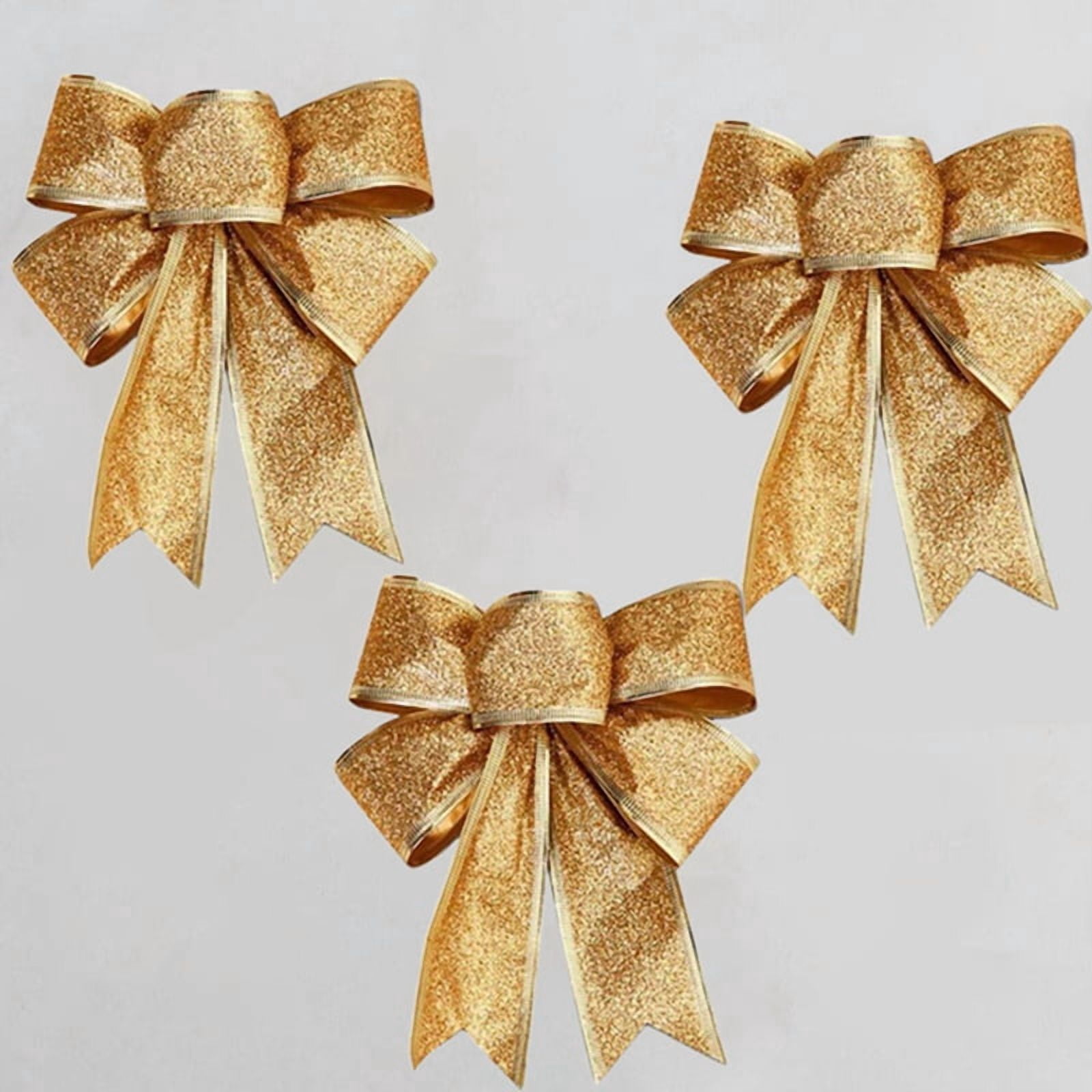 40PCS Christmas Tree Decoration Bows Ribbon Gold 25 X 21cm Xmas Ornaments