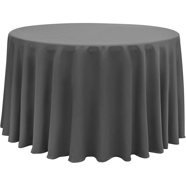 LAICAIW 210GSM Round Table Cloth, Water Resistance Microfiber Tablecloth, Decorative Fabric Circular Table Cover for Outdoor and Indoor Use (Grey, 108 Inch Diameter)