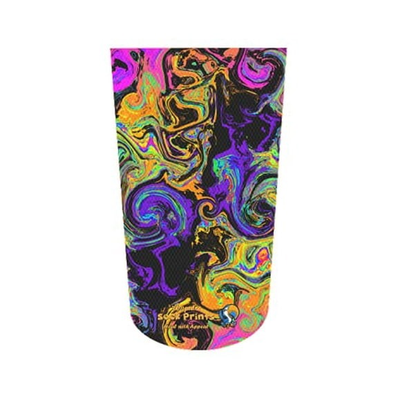 Amputee Sock, Abstract Deep Blues and Golds V1, 3Ply stump sock