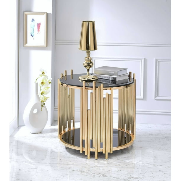 20" X 16" X 24" Black And Gold Metal End Table