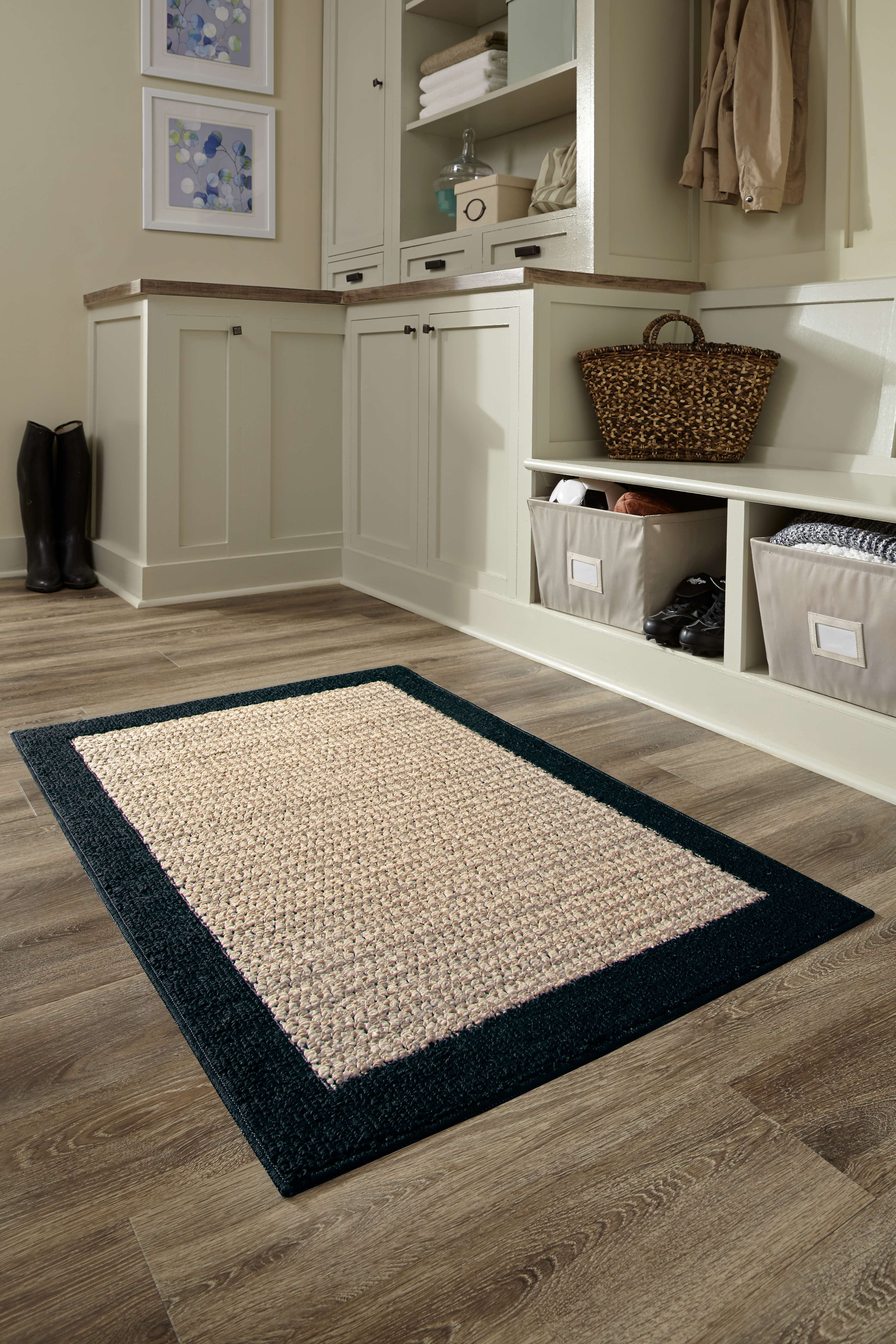 Mainstays Faux Sisal Machine Washable Gray Border Indoor Accent Rug Set, 3-Piece Set