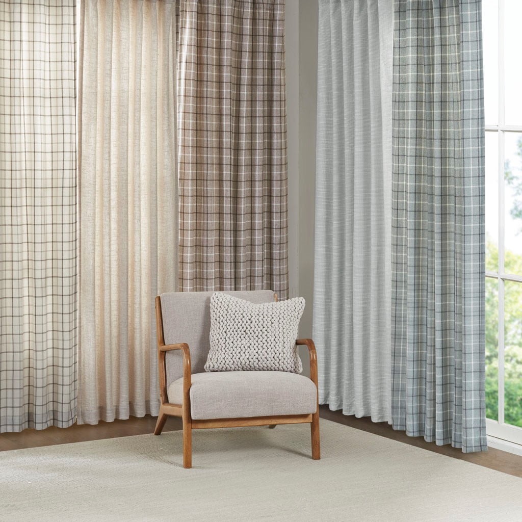MAYEERTY Faux Linen Curtain Panel - Tab Top, Fleece Lined, Single