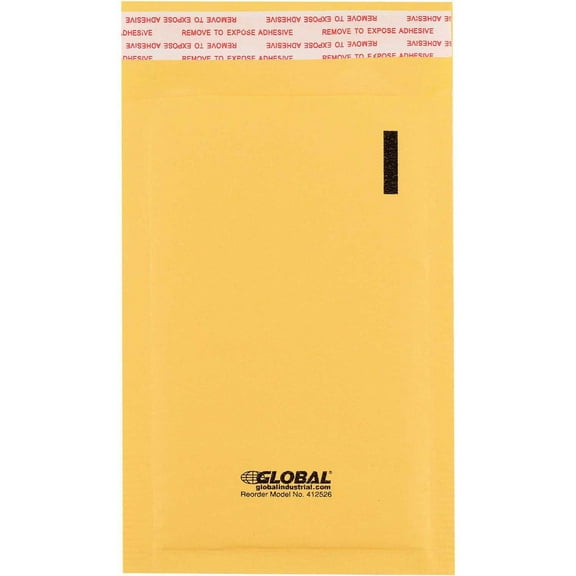 Global Industrial Self Seal Bubble Mailers #000 4""W x 8""L Gold 500/Pack