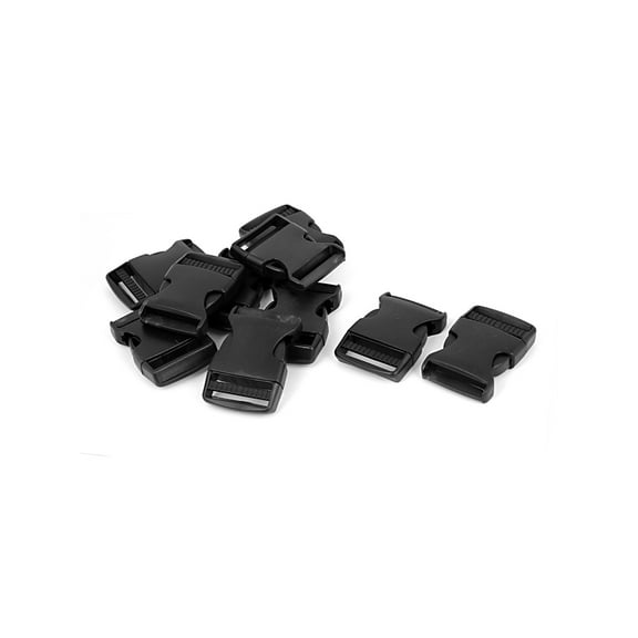 Unique Bargains 10Pcs 1.5" Wide Webbing Strap Plastic Curved Clasp Side Release Buckle Black