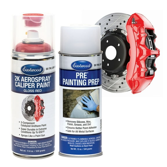 Eastwood 2K AeroSpray High Temperature Disc Brake Caliper Paint Gloss Red With PRE Cleaner