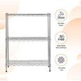 thumbnail image 2 of 3-Shelf Adjustable Heavy Duty Steel Wire Rack Storage Shelving Organizer for Kitchen, Garage, 23.2" L x 13.4" W x 30" H, Chrome, 2 of 6