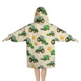 thumbnail image 2 of Cartoon Tractors Pumpkins Beige Pattern Blanket Hoodies for Kids 6-13YR Oversize Wearable Blanket Hoodies for Boys Girls Teens, 2 of 7