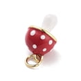 thumbnail image 2 of Real 18K Gold Plated Rack Plating Brass Enamel Charms with Jump Ring Long-Lasting Plated Lead Free & Cadmium Free 3D Mushroom Charm Red 15x10x10mm Hole: 3mm, 2 of 3