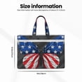thumbnail image 3 of Salouo Butterfly With USA Flag for Canvas Tote File Bag, Tote Bag With Zipper Business Briefcase Document Bag with Handle A4 File Organizer Laptop Bag for Travel & Work, 3 of 8