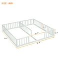 thumbnail image 2 of Kumix Double Floor Bed with Fence Guardrails, Wood Double Twin Floor Beds for Twins, Floor Bed for 1-3, Two Shared Beds, Floor Bed, Easy Assembly, White, 2 of 8