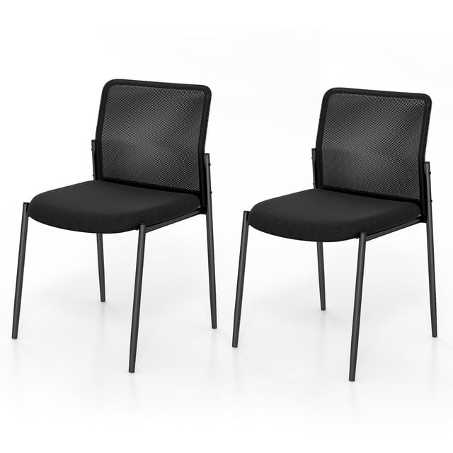 Costway Office Guest Chair Set of 2 with Breathable Mesh Back Padded Seat for Waiting Room
