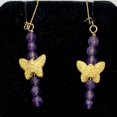 thumbnail image 4 of Butterfly and Natural Faceted Amethyst 14K Gold Filled Earrings. | 1 3/4" Long |, 4 of 9