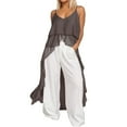 thumbnail image 1 of Vestido informal para mujer: cuello en V con volantes asimétricos, tirantes, ligero, de verano, 1 of 5