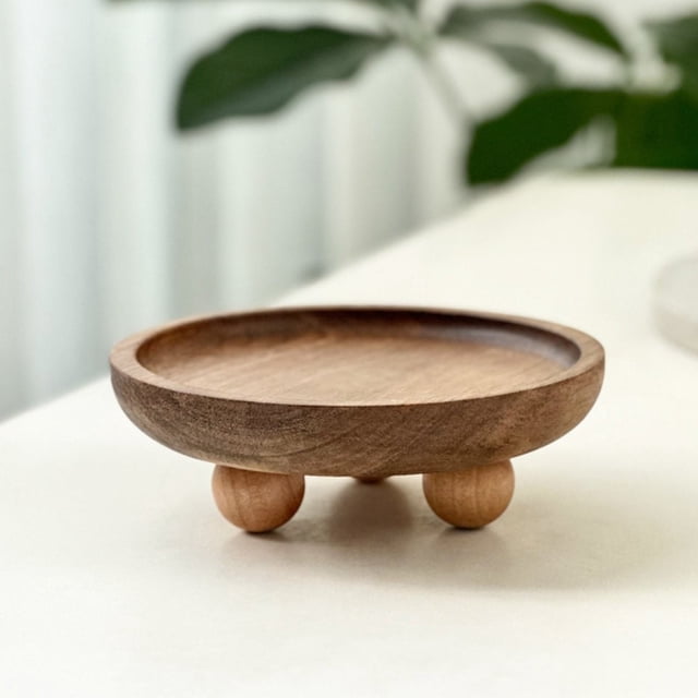 XIPYYKM 6.5 Inch Small Wooden Riser Wooden Pedestal for Display Tray Display Riser for Entry Table Farmhouse Kitchen Tabletop Centerpieces, Round
