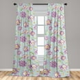 thumbnail image 2 of Spring Window Curtains, Continuous Colorful Flowers Floral Concept Illustration in Watercolor Style, Lightweight Decor 2-Panel Set with Rod Pocket, Pair of - 28"x63", Pale Eggplant Green, by Ambesonne, 2 of 3
