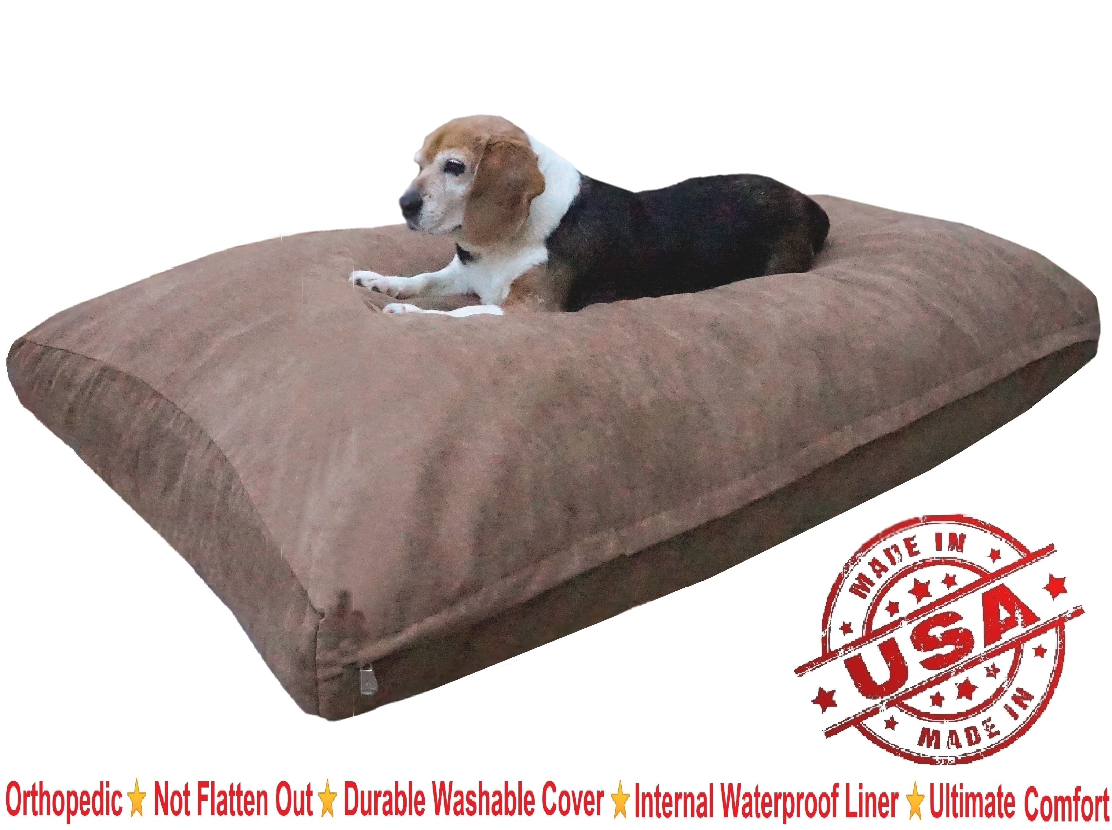Dogbed4less Orthopedic Shredded Memory Foam 55"x37" Waterproof Dog Pet Pillow Bed w/ Suede Cover