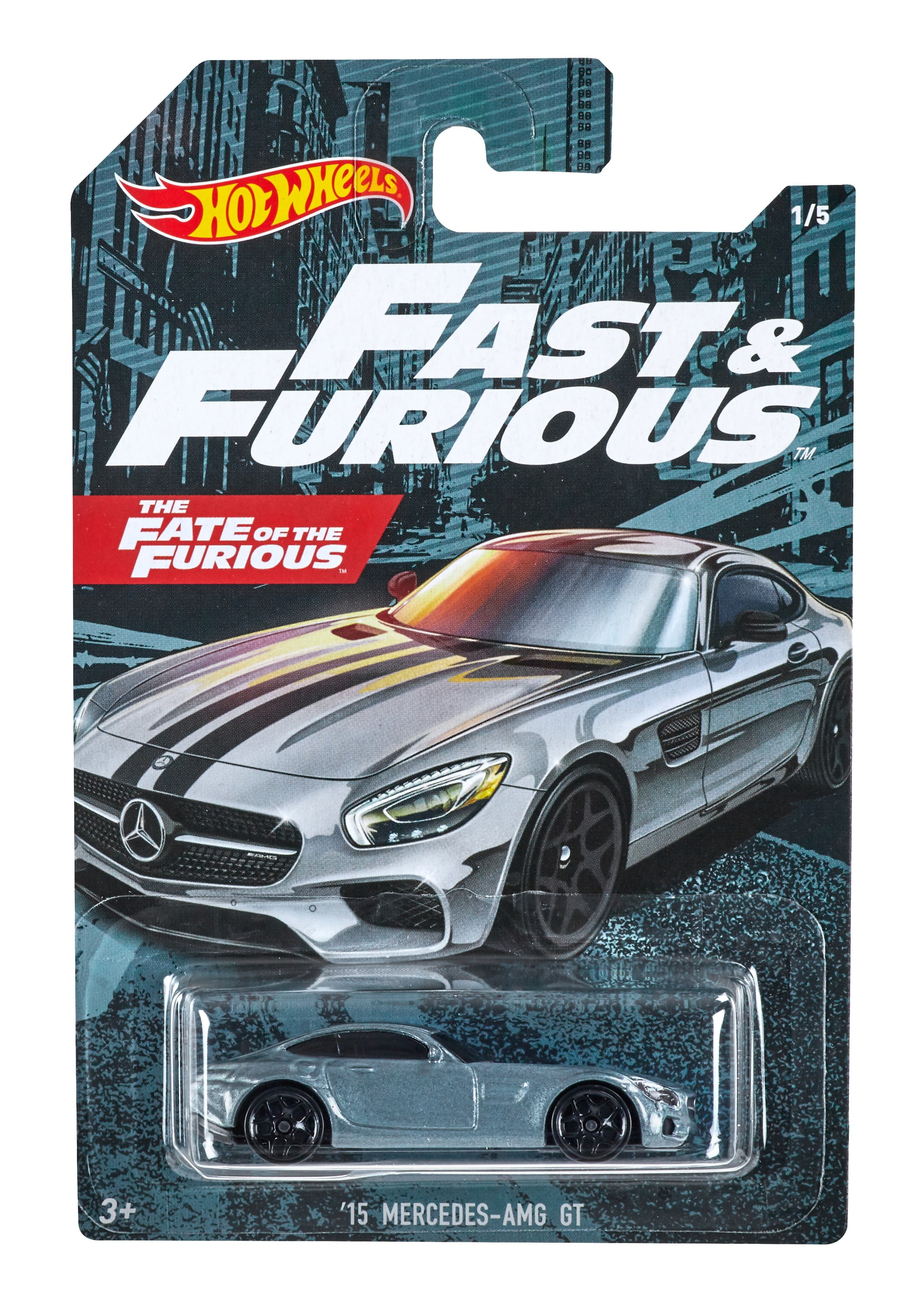 2019 Hot Wheels #107 Screen Time-Fast & Furious '15 MERCEDES-AMG GT Gray w/Pr5Sp 