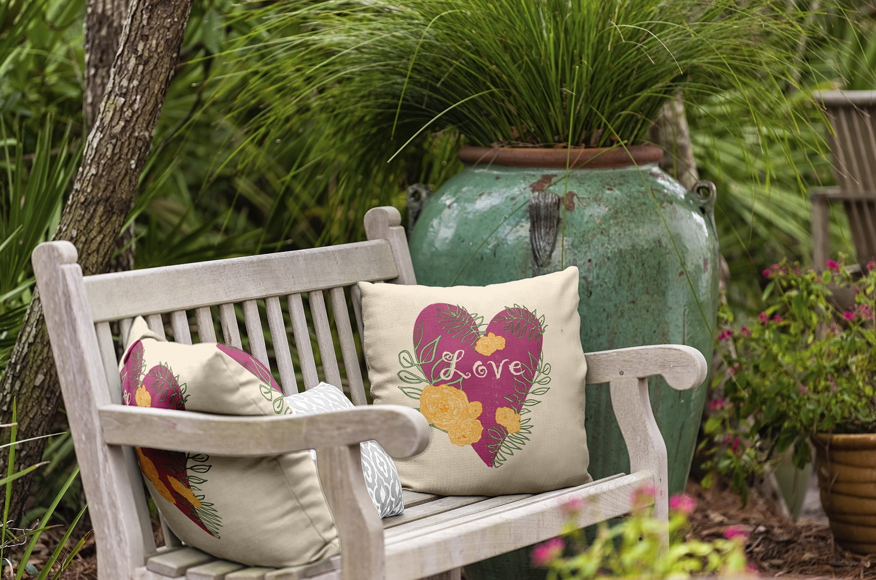 20" x 20" Simply Daisy Love And Roses Polyester Indoor/Outdoor Pillow, Pink Qty 1