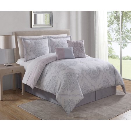 6 Piece Alisa Lilac Gray Comforter Set Walmart Com