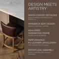 thumbnail image 6 of Maven Lane Hugo 26 Inch High Counter Height Barstool with Low Back in Walnut Finish with Marksman Saddle Vegan Leather Upholstered Seat, Set of 2, 6 of 6