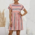 thumbnail image 1 of EIMELI Robe Décontractée pour Femmes Robe d'Été Col Rond Rayée à Boutons Mini Robe Décontractée Vêtements pour Femmes G Bleu, 1 of 8