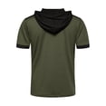 thumbnail image 4 of Sudadera de hombre de manga corta con capucha, blusa, camiseta, verde militar, negro, XXL tholdsy AP002510-05, 4 of 7