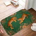thumbnail image 5 of 1pc Two Tigers on Floral Absorbent Non-Slip Bathroom Thickened Flannel Rug Decor,Soft,Quick Drying,Suitable For Indoor/outdoor Use,Bathrooms,Bedrooms,Kitchens,Terrace,Laundry Rooms,16"x24", 5 of 9