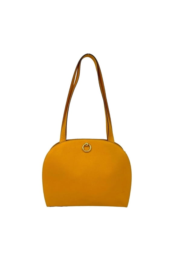 Pre-Owned CELINE Logo Leather Tote Bag, Semi-Shoulder Handbag, Yellow, 44962 (Good)
