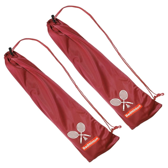 Unique Bargains Soft Lining Badminton Racquet Cover Bag Pouch with Drawstring, Red 2 Pack