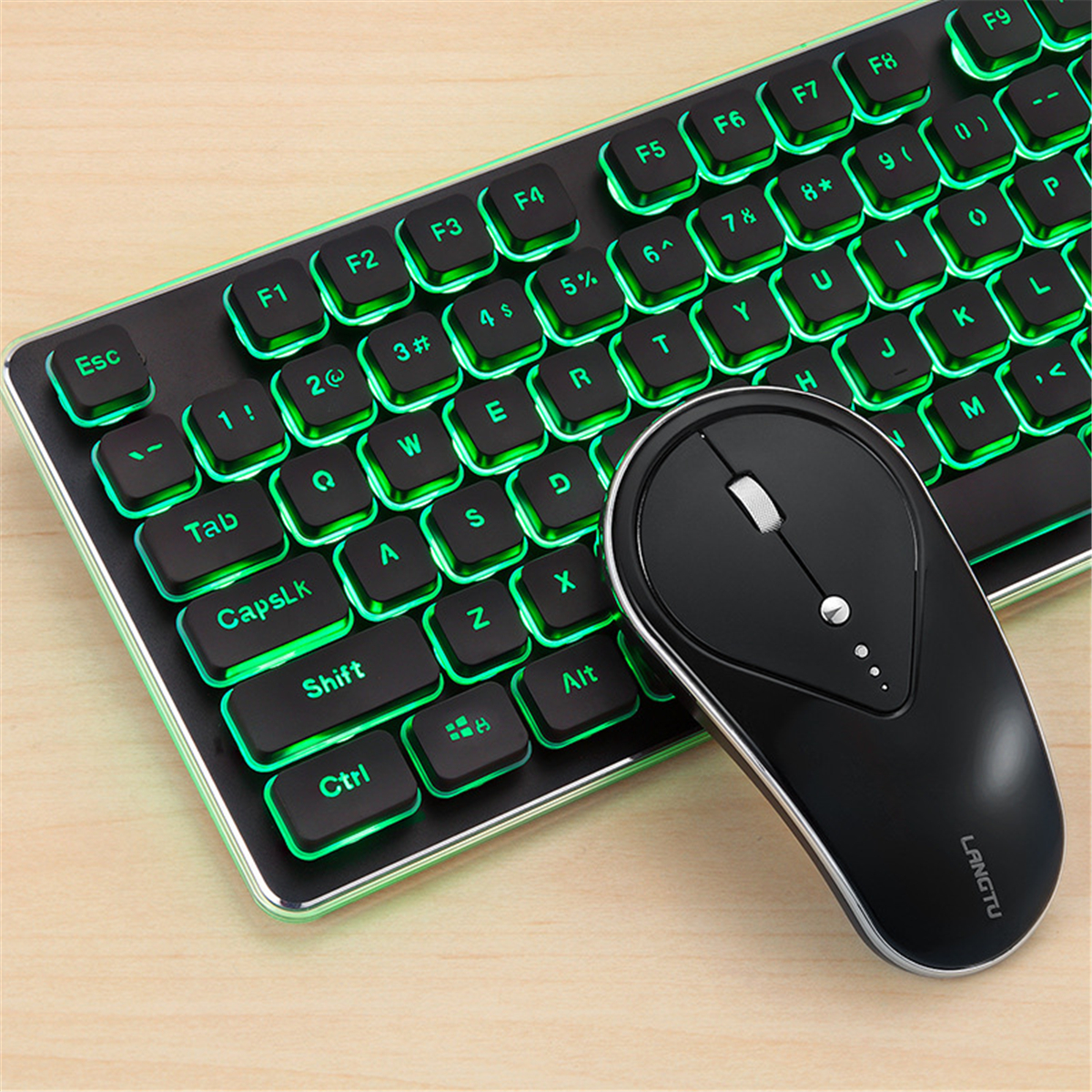 ASEWUN 2 4G Wireless Keyboard And Mouse Combo Backlit Silent Glowing 