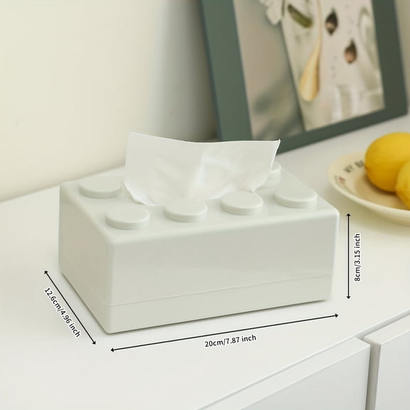 Solid Color Plastic Napkin Dispenser Box, Creative Building Block Tissue Holder, Multifunctional Home Dining Table Storage Organizer for Thanksgiving - Wall-Mounted, No Drilling Required