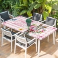thumbnail image 2 of Easter Bunny Table Cloths for 5 Foot Rectangle Tables, Cute Rabbits Spring Daisy Flowers Pink Plaid Patio Waterproof Elastic Fitted Tablecloths, Washable Rectangular Table Cover for Camping, 2 of 8